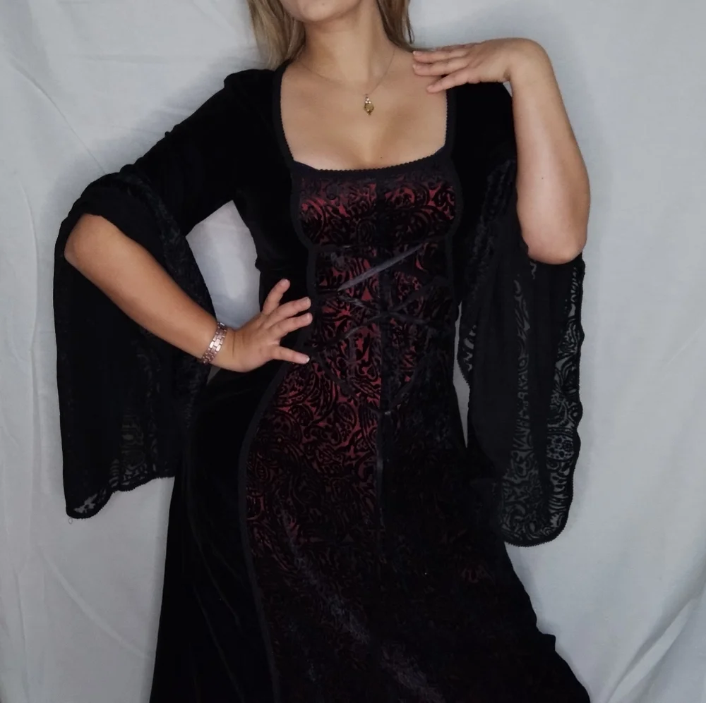 Vintage 90s lipservice Gothic valentines medieval Renaissance dress - Picture 1 of 15